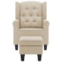 Sillón con taburete reposapiés de tela crema de vidaXL, Sillones - Ref: Foro24-320160, Precio: 257,38 €, Descuento: %