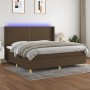 Cama box spring colchón luces LED tela marrón oscuro 200x200 cm de vidaXL, Camas y somieres - Ref: Foro24-3138824, Precio: 65...