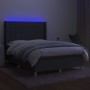 Cama box spring colchón y luces LED tela gris oscuro 140x200 cm de vidaXL, Camas y somieres - Ref: Foro24-3138878, Precio: 51...