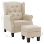 Sillón con taburete reposapiés de tela crema de vidaXL, Sillones - Ref: Foro24-320160, Precio: 257,38 €, Descuento: %