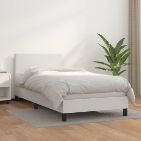 Cama box spring con colchón cuero sintético blanco 90x190 cm de vidaXL, Camas y somieres - Ref: Foro24-3140982, Precio: 298,3...