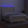 Boxspringbettmatratze und LED-Leuchten aus cremefarbenem Stoff 140x200 cm von vidaXL, Betten und Lattenroste - Ref: Foro24-31...