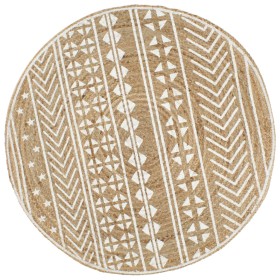 Alfombra de yute tejida a mano con estampado blanco 90 cm de vidaXL, Alfombras - Ref: Foro24-133692, Precio: 34,82 €, Descuen...