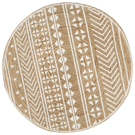 Alfombra de yute tejida a mano con estampado blanco 90 cm de vidaXL, Alfombras - Ref: Foro24-133692, Precio: 34,82 €, Descuen...