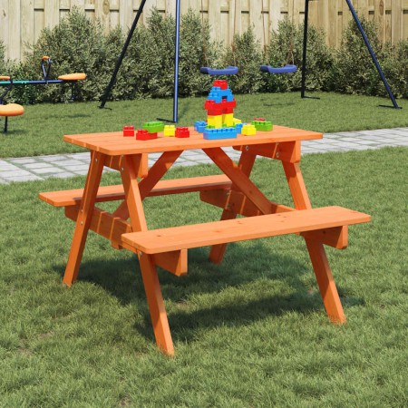 Mesa de picnic para 4 niños agujero para sombrilla madera abeto en Mesas de jardín | Comprar online en Foru.es
