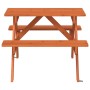 Mesa de picnic para 4 niños agujero para sombrilla madera abeto en Mesas de jardín | Comprar online en Foru.es