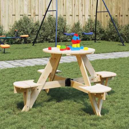 Mesa de picnic para 4 niños agujero para sombrilla madera abeto en Mesas de jardín | Comprar online en Foru.es