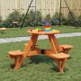Mesa de picnic para 4 niños agujero para sombrilla madera abeto en Mesas de jardín | Comprar online en Foru.es