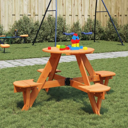 Mesa de picnic para 4 niños agujero para sombrilla madera abeto en Mesas de jardín | Comprar online en Foru.es