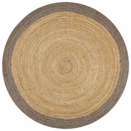 Alfombra hecha a mano de yute con borde gris 120 cm de vidaXL, Alfombras - Ref: Foro24-133675, Precio: 71,62 €, Descuento: %