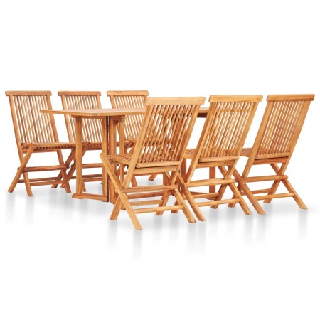 Set de comedor de jardín plegable 7 piezas madera maciza teca de vidaXL, Conjuntos de jardín - Ref: Foro24-49001, Precio: 606...