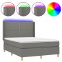 Cama box spring colchón y luces LED tela gris oscuro 140x200 cm de vidaXL, Camas y somieres - Ref: Foro24-3138798, Precio: 48...
