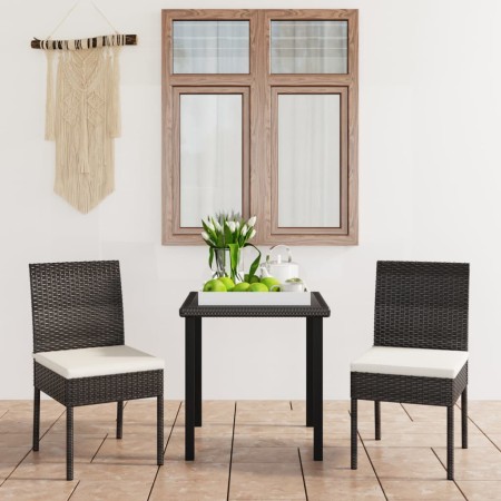 Conjunto de comedor de jardín 3 piezas ratán sintético negro en Conjuntos de jardín | Comprar online en Foru.es