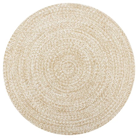 Alfombra de yute tejida a mano blanco y natural 120 cm de vidaXL, Alfombras - Ref: Foro24-133723, Precio: 51,35 €, Descuento: %