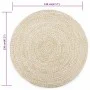 Alfombra de yute tejida a mano blanco y natural 120 cm de vidaXL, Alfombras - Ref: Foro24-133723, Precio: 43,48 €, Descuento: %