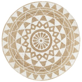 Alfombra de yute tejida a mano con estampado blanco 90 cm de vidaXL, Alfombras - Ref: Foro24-133695, Precio: 42,92 €, Descuen...