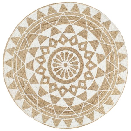 Alfombra de yute tejida a mano con estampado blanco 90 cm de vidaXL, Alfombras - Ref: Foro24-133695, Precio: 42,92 €, Descuen...