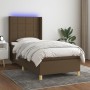 Cama box spring colchón y luces LED tela marrón oscuro 90x200cm de vidaXL, Camas y somieres - Ref: Foro24-3138848, Precio: 35...