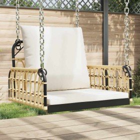 Silla columpio con cojines ratán sintético y acero 63x58x39 cm en Bancos de jardín | Comprar online en Foru.es