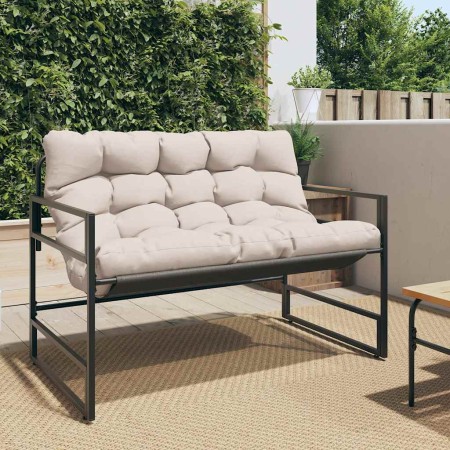 Banco de jardín con cojín acero taupe 113 cm en Bancos de jardín | Comprar online en Foru.es