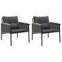 Sillas de jardín con cojines 2 unidades acero negro en Conjuntos de jardín | Comprar online en Foru.es
