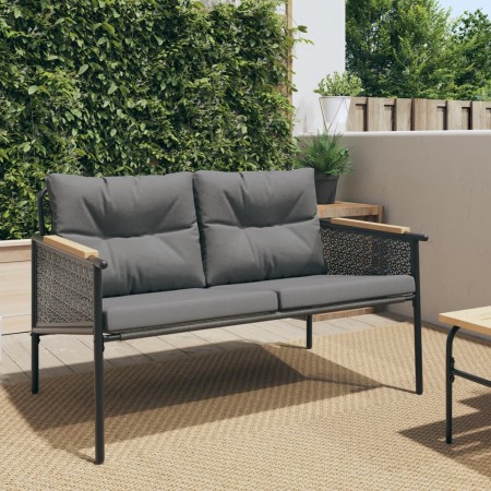 Banco de jardín con cojines acero negro 116 cm en Conjuntos de jardín | Comprar online en Foru.es
