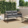 Banco de jardín con cojines acero negro 116 cm en Conjuntos de jardín | Comprar online en Foru.es