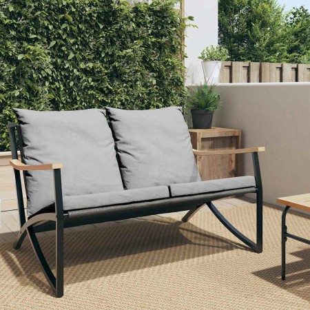 Banco de jardín con cojines acero negro 120 cm en Conjuntos de jardín | Comprar online en Foru.es
