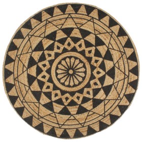 Alfombra de yute tejida a mano con estampado negro 150 cm de vidaXL, Alfombras - Ref: Foro24-133700, Precio: 70,77 €, Descuen...