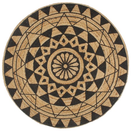 Alfombra de yute tejida a mano con estampado negro 150 cm de vidaXL, Alfombras - Ref: Foro24-133700, Precio: 70,77 €, Descuen...