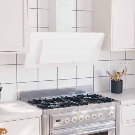 Campana extractora acero inoxidable vidrio templado blanco 90cm de vidaXL, Extractores - Ref: Foro24-51666, Precio: 200,44 €,...