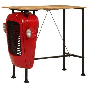 Mesa bar tractor madera maciza mango rojo y marrón 55x120x107cm en Mesas de comedor | Comprar online en Foru.es