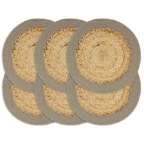 Mantel individual 6 uds yute y algodón natural y gris 38 cm de vidaXL, Manteles individuales - Ref: Foro24-133861, Precio: 24...