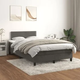 Box spring bed with dark gray velvet mattress 120x200 cm by vidaXL, Beds and slatted bases - Ref: Foro24-3141234, Price: 339,...