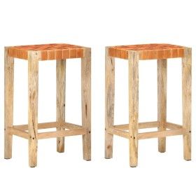 Taburetes de bar 2 piezas cuero auténtico marrón 75 cm de vidaXL, Taburetes de cocina - Ref: Foro24-321830, Precio: 131,29 €,...