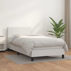 Cama box spring con colchón cuero sintético blanco 100x200 cm de vidaXL, Camas y somieres - Ref: Foro24-3140988, Precio: 306,...