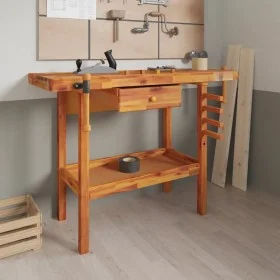 Workbench drawer and screws acacia wood bench 124x52x83cm by vidaXL, Work tables - Ref: Foro24-153320, Price: 205,03 €, Disco...