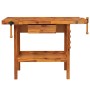Banco trabajo cajón y tornillos banco madera acacia 124x52x83cm de vidaXL, Mesas de trabajo - Ref: Foro24-153320, Precio: 209...