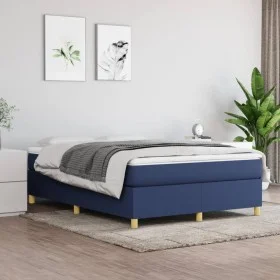 Estructura de cama de tela azul 140x190 cm de vidaXL, Camas y somieres - Ref: Foro24-3120959, Precio: 111,63 €, Descuento: %