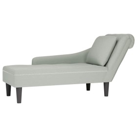 Tumbona almohada y reposabrazo derecho terciopelo gris claro en Divanes | Comprar online en Foru.es