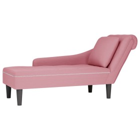 Tumbona con almohada y reposabrazo derecho terciopelo rosa en Divanes | Comprar online en Foru.es