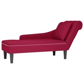 Tumbona con almohada y reposabrazo derecho terciopelo rojo vino en Divanes | Comprar online en Foru.es