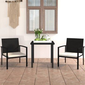 Conjunto de comedor de jardín 3 piezas ratán sintético negro en Conjuntos de jardín | Comprar online en Foru.es