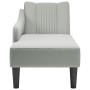 Chaise longue con reposabrazos derecho terciopelo gris claro en Divanes | Comprar online en Foru.es