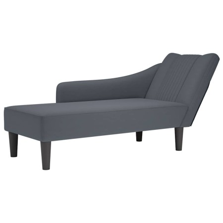 Chaise longue con reposabrazos derecho terciopelo gris claro en Divanes | Comprar online en Foru.es