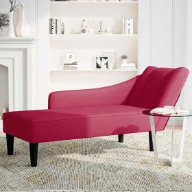 Chaise longue con reposabrazos derecho terciopelo rojo vino en Divanes | Comprar online en Foru.es