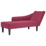 Chaise longue con reposabrazos derecho terciopelo rojo vino en Divanes | Comprar online en Foru.es