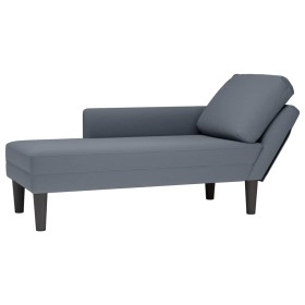 Tumbona con almohada reposabrazo derecho terciopelo gris oscuro en Divanes | Comprar online en Foru.es