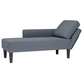 Tumbona con almohada reposabrazo derecho terciopelo gris oscuro en Divanes | Comprar online en Foru.es