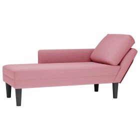 Tumbona con almohada y reposabrazo derecho terciopelo rosa en Divanes | Comprar online en Foru.es